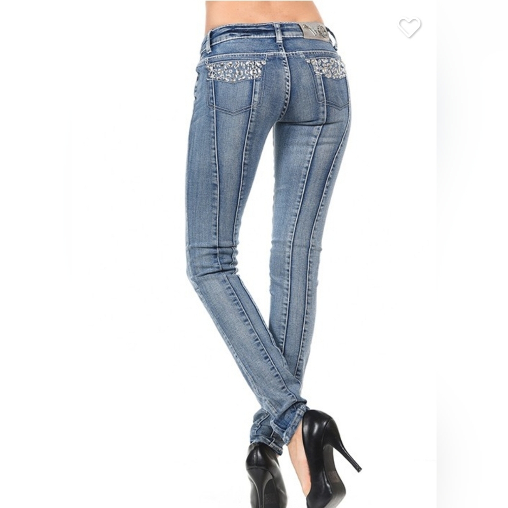 Women's Blue Embellished Jeans